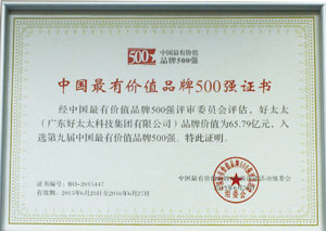 热烈祝贺华体会hth·（体育）（中国）官方网站,荣获“中国最有价值品牌500强”